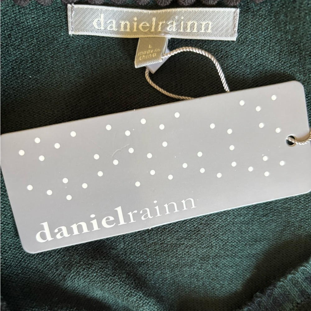 NWT Daniel Rainn Woman’s Small Green Cusper Mini Puff Sleeve Floral Sweater - Picture 11 of 11